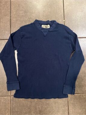 Vintage Big Ball Sports Navy Blue Waffle Thermal Long Sleeve Shirt